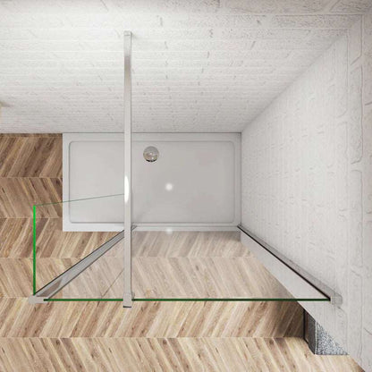 Skleněná sprchová zástěna Walk-In 8mm NANO čiré sklo | Chromový profil | Otočný panel 40cm | Vzpěry různých velikostí | Výška 200cm | Moderní design koupelny | Snadná údržba | Univerzální montáž | Bezpečnostní sklo | Sprchový kout bez vaničky