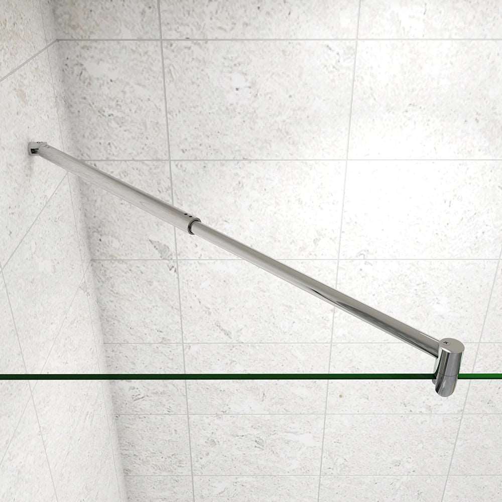 Skleněná sprchová zástěna Walk-In 8mm NANO čiré sklo | Chromový profil | Otočný panel 40cm | Vzpěry různých velikostí | Výška 200cm | Moderní design koupelny | Snadná údržba | Univerzální montáž | Bezpečnostní sklo | Sprchový kout bez vaničky