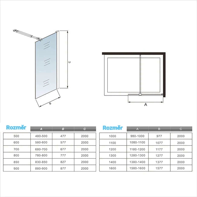 AICA Sprchový kout WALK IN s 8mm NANO čirým sklem - chromová sprchová zástěna s nastavitelnou teleskopickou vzpěrou (73-120cm). Bezpečnostní sklo EasyClean, výška 200cm, rozměry 30-160cm. Univerzální montáž (levá/pravá) pro malé i velké koupelny.