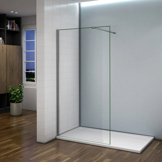 AICA Sprchový kout WALK IN – sprchová zástěna s 8mm NANO sklem, chromová vzpěra 90cm. Nastavitelná šířka 50-160cm, výška 200cm. Bezpečnostní sklo EasyClean, odolný leštěný hliník, univerzální montáž (levá/pravá). Moderní design, minimalistický walk-in sprchový kout bez vaničky. Česká dodávka, rychlá instalace.