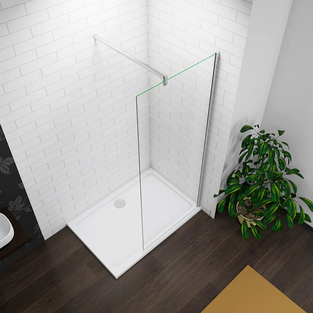 Walk in sprchová zástěna s 8mm NANO sklem a chromovanými profily – moderní bezrámový sprchový kout s čirým bezpečnostním sklem. Nastavitelná šířka 30–160 cm, výška 200 cm, snadná montáž (levá/pravá). Ideální do minimalistických a luxusních koupelen.