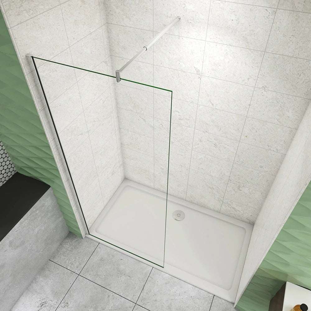 Walk-in sprchová zástěna AICA CLEAR10CH s 10mm tlustým bezpečnostním NANO sklem s EasyClean povrchem proti usazování vodního kamene. Moderní bezrámový design s chromovými profily a nastavitelnou šířkou 50-160 cm. Univerzální sprchový kout vhodný pro levou i pravou montáž s výškou 200 cm. Chromová vzpěra různých tvarů (F-131, F-132, F-123, F-084) pro stabilní uchycení. Luxusní sprchová přepážka bez vaničky vhodná do moderních koupelen.