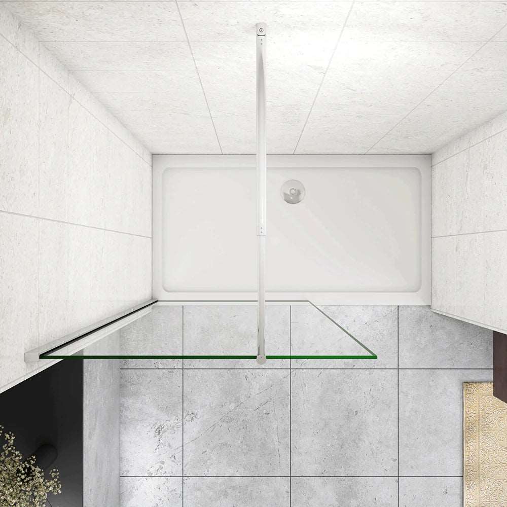 Walk-in sprchová zástěna AICA CLEAR10CH s 10mm tlustým bezpečnostním NANO sklem s EasyClean povrchem proti usazování vodního kamene. Moderní bezrámový design s chromovými profily a nastavitelnou šířkou 50-160 cm. Univerzální sprchový kout vhodný pro levou i pravou montáž s výškou 200 cm. Chromová vzpěra různých tvarů (F-131, F-132, F-123, F-084) pro stabilní uchycení. Luxusní sprchová přepážka bez vaničky vhodná do moderních koupelen.