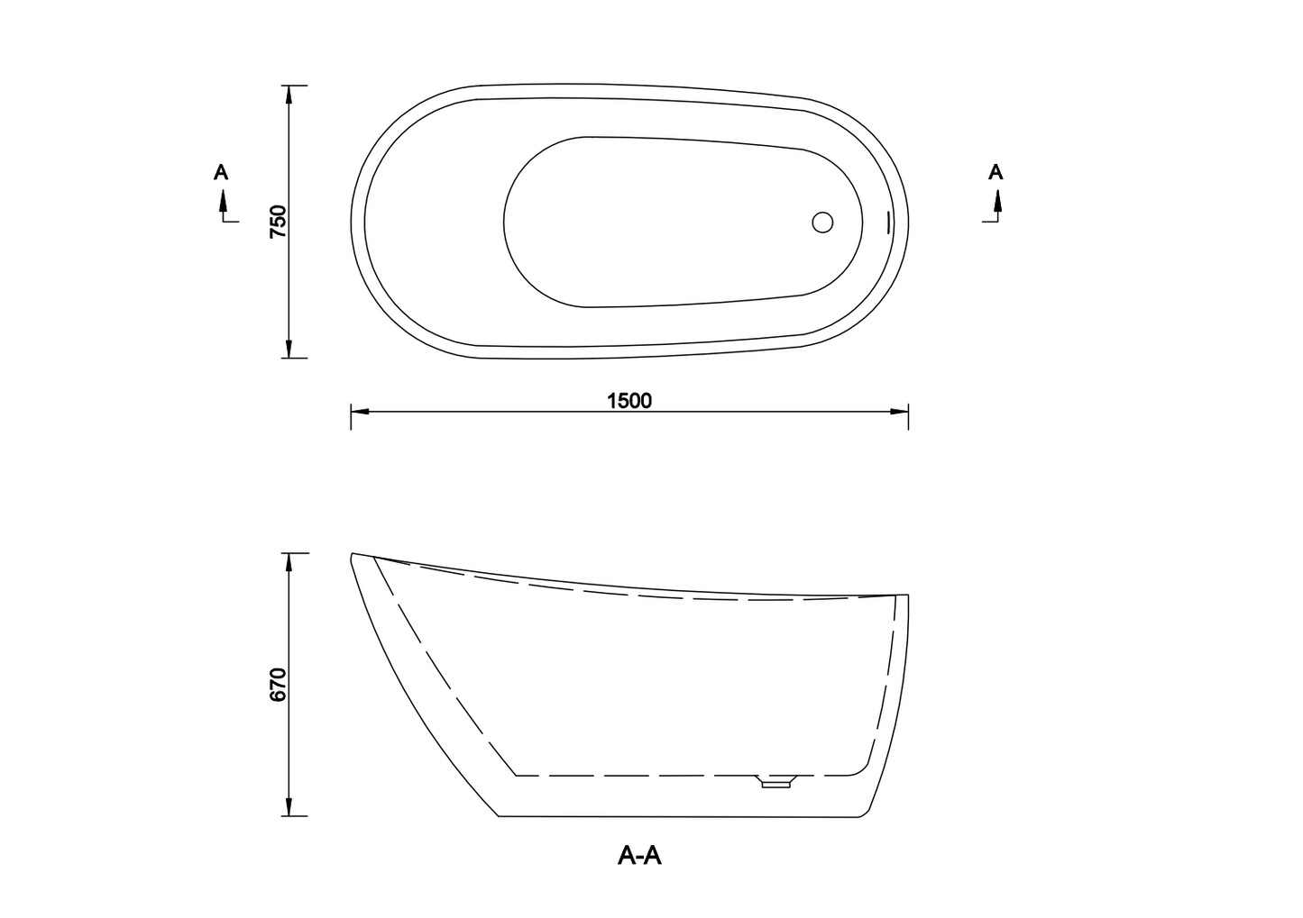 Volně stojící vana 150 cm, bílá akrylátová vana s přepadovým otvorem a chromovým sifonem. Moderní designová vana 150x75 cm do koupelny s kvalitním zpracováním, odolná proti skvrnám a škrábancům. Vana s výbornou tepelnou izolací a snadnou údržbou