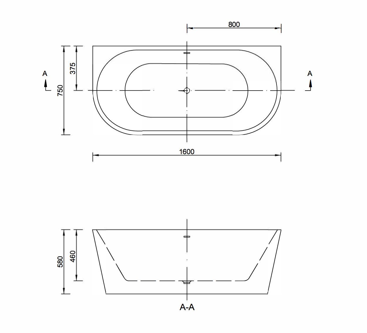Volně stojící vana nástěnná 160x75x58cm | Bílá akrylátová vana 160cm s přepadem | Moderní designová vana do koupelny | Chromovaný click-clack sifon | Vana s tepelnou izolací | Odolný akrylát proti skvrnám | Prostorná vana 160x75cm | Nástěnná instalace | Záruka kvality