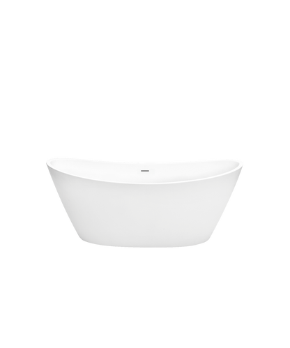 Volně stojící akrylátová vana bílá 170 cm - moderní oválná vana do koupelny | Sněhově bílý povrch, odolnost vůči skvrnám a zabarvení | Integrovaný přepad a chromový sifon | Luxusní design pro vaši koupelnu