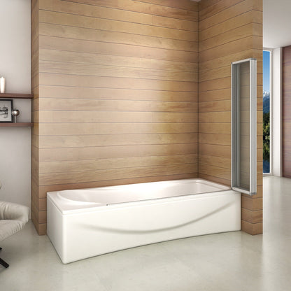 Vanová zástěna skládací, matná šedá, 5-dílná, 4mm NANO čiré sklo, Výška 140cm