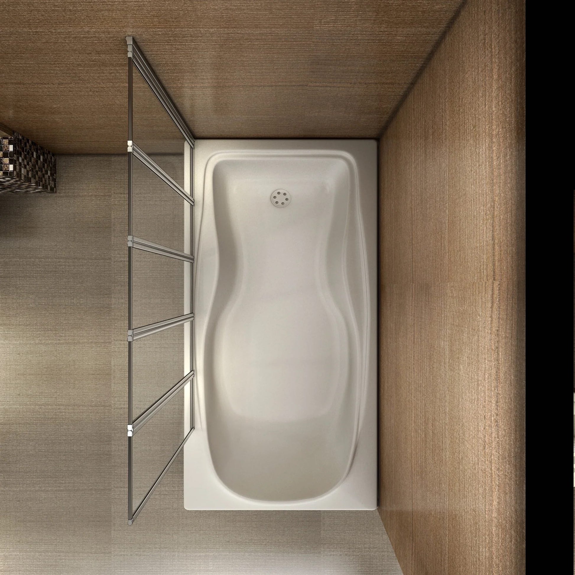 AICA vanová zástěna skládací FF12A-5 chrom 120x140 cm - 5-dílná bezpečnostní zástěna do vany s 4mm NANO sklem EasyClean, univerzální montáž vlevo/vpravo, leštěný hliníkový profil