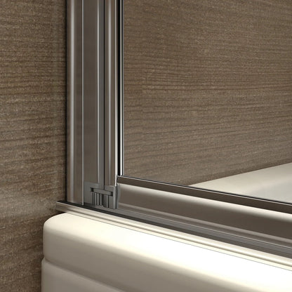 AICA vanová zástěna skládací FF12A-5 chrom 120x140 cm - 5-dílná bezpečnostní zástěna do vany s 4mm NANO sklem EasyClean, univerzální montáž vlevo/vpravo, leštěný hliníkový profil