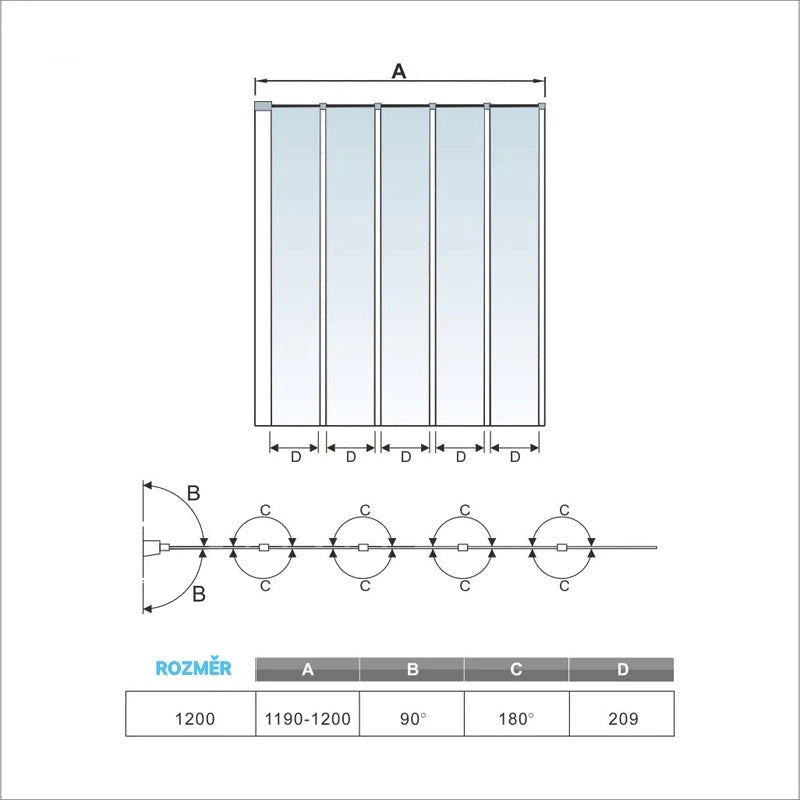 AICA vanová zástěna skládací FF12A-5 chrom 120x140 cm - 5-dílná bezpečnostní zástěna do vany s 4mm NANO sklem EasyClean, univerzální montáž vlevo/vpravo, leštěný hliníkový profil