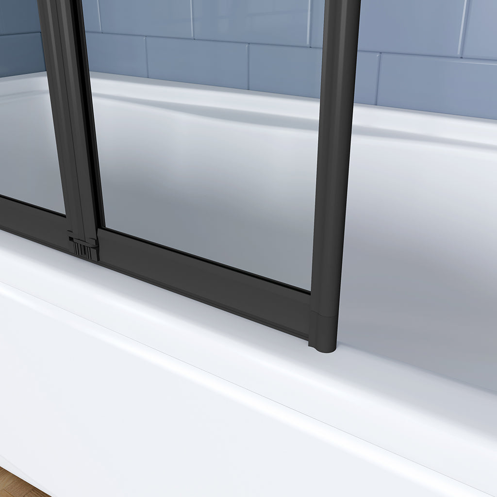 AICA Vanová zástěna skládací FF12A-5-B, černá 5-dílná sprchová clona 120x140 cm s 4mm NANO sklem EasyClean – bezpečnostní sklápěcí zástěna do vany s hliníkovým profilem, univerzální montáž (levá/pravá), moderní koupelnová přepážka s těsněním a vzpěrou