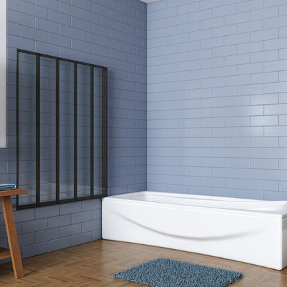 AICA Vanová zástěna skládací FF12A-5-B, černá 5-dílná sprchová clona 120x140 cm s 4mm NANO sklem EasyClean – bezpečnostní sklápěcí zástěna do vany s hliníkovým profilem, univerzální montáž (levá/pravá), moderní koupelnová přepážka s těsněním a vzpěrou