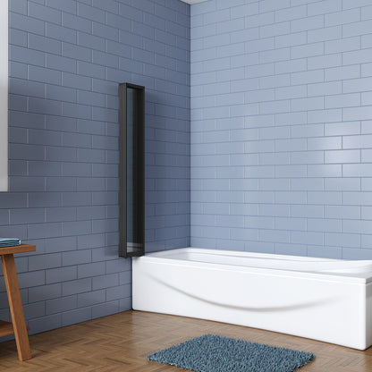 AICA Vanová zástěna skládací FF12A-5-B, černá 5-dílná sprchová clona 120x140 cm s 4mm NANO sklem EasyClean – bezpečnostní sklápěcí zástěna do vany s hliníkovým profilem, univerzální montáž (levá/pravá), moderní koupelnová přepážka s těsněním a vzpěrou