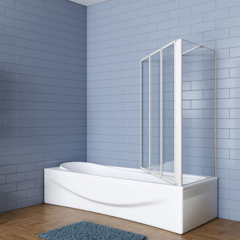 Skládací vanová zástěna nano s bočním panelem – 3-dílná sprchová zástěna z 4mm bezpečnostního NANO skla EasyClean. Rozměry 120x140 cm, matná šedá barva, hliníkový profil odolný proti korozi. Moderní design pro malé i velké koupelny, snadná instalace (levá/pravá montáž), včetně vzpěry a těsnění.