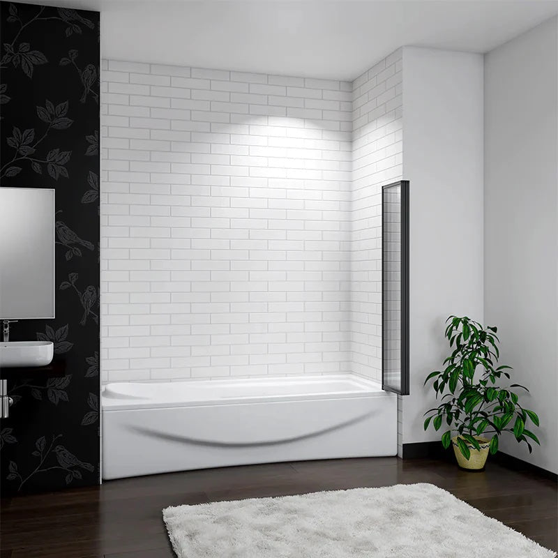 AICA Vanová zástěna skládací FFA-4B černá – 4-dílná sklopná zástěna do vany s 4mm NANO čirým sklem EasyClean, odolným hliníkovým profilem a univerzální levou/pravou montáží. Rozměry 90x140cm a 100x140cm. Moderní černá koupelnová zástěna s těsněním, bezpečnostním sklem a nastavitelným rozsahem.