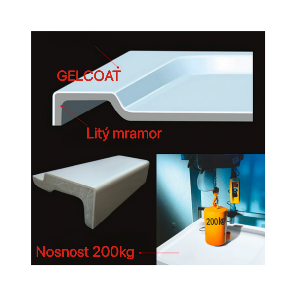 Biela štvorcová sprchová vanička 80x80 z litého mramoru s gelcoat povrchom. Protisklzový a antibakteriálny povrch, montáž na úrovni podlahy, moderný dizajn pre vašu kúpeľňu.