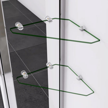 AICA Vanová zástěna otočná H2S-HB s poličkami a věšákem – nastavitelná 90-120cm, chrom, 6mm NANO bezpečnostní sklo EasyClean, výška 140cm, rohová montáž, moderní koupelnový design