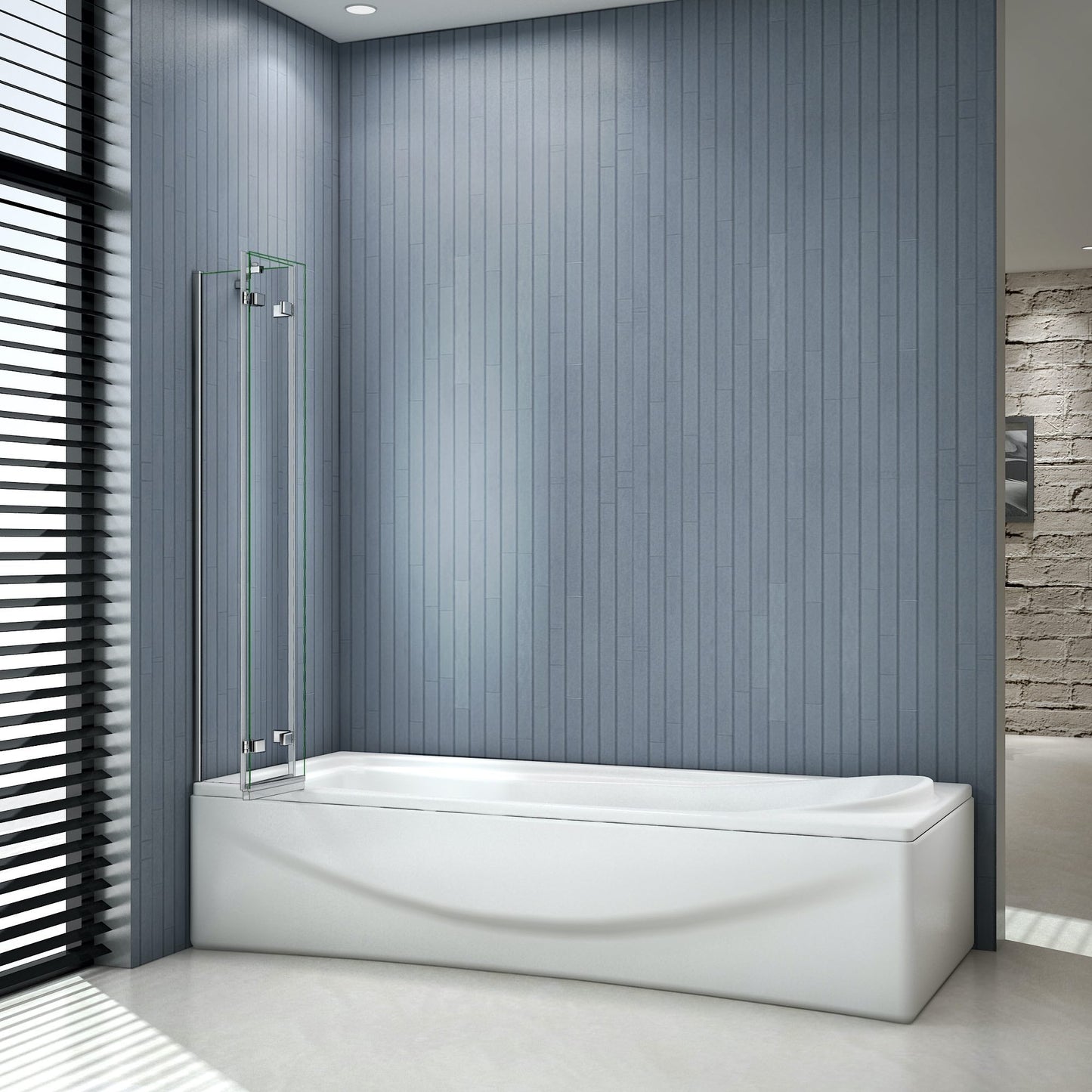 AICA Vanová zástěna skládací H3-10 - 3-dílná nano čirá skleněná zástěna 100x140 cm, chrom, 6mm bezpečnostní sklo EasyClean ESG, univerzální montáž (levá/pravá), sklopná konstrukce