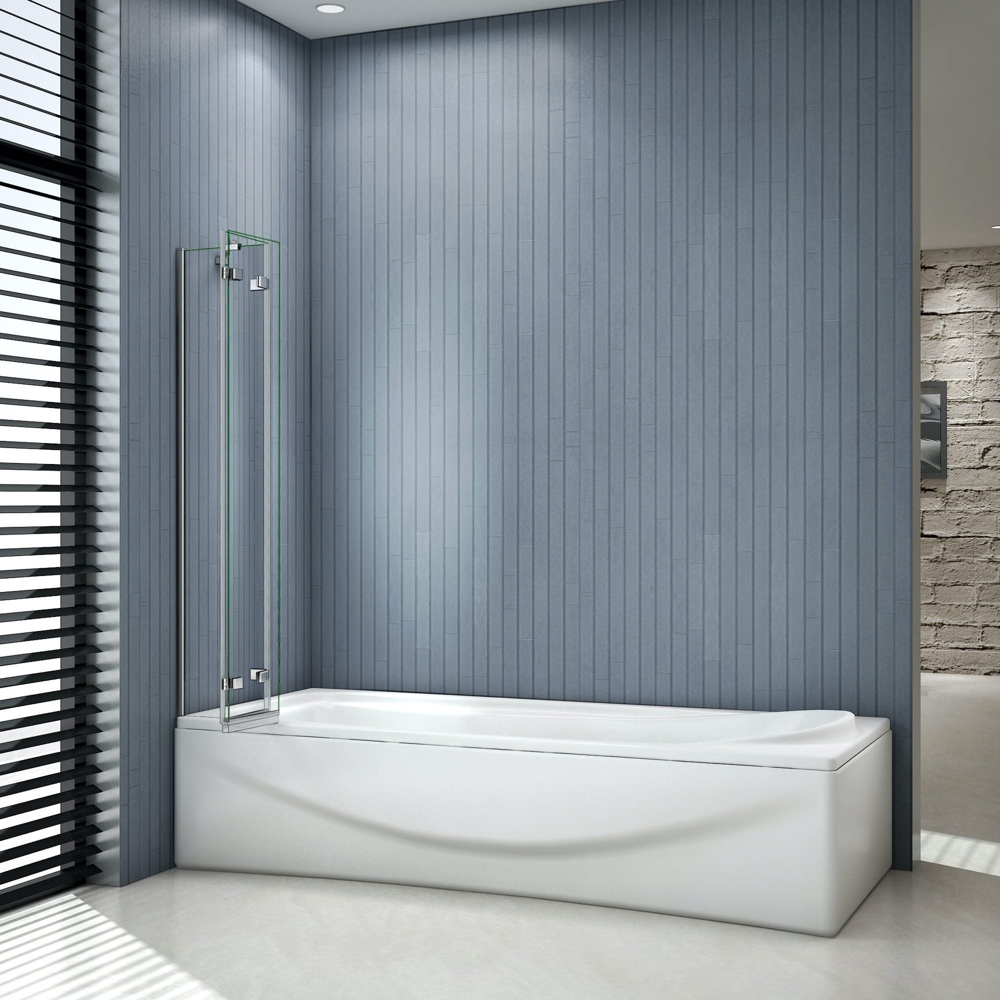 AICA Vanová zástěna skládací H3-10 - 3-dílná nano čirá skleněná zástěna 100x140 cm, chrom, 6mm bezpečnostní sklo EasyClean ESG, univerzální montáž (levá/pravá), sklopná konstrukce