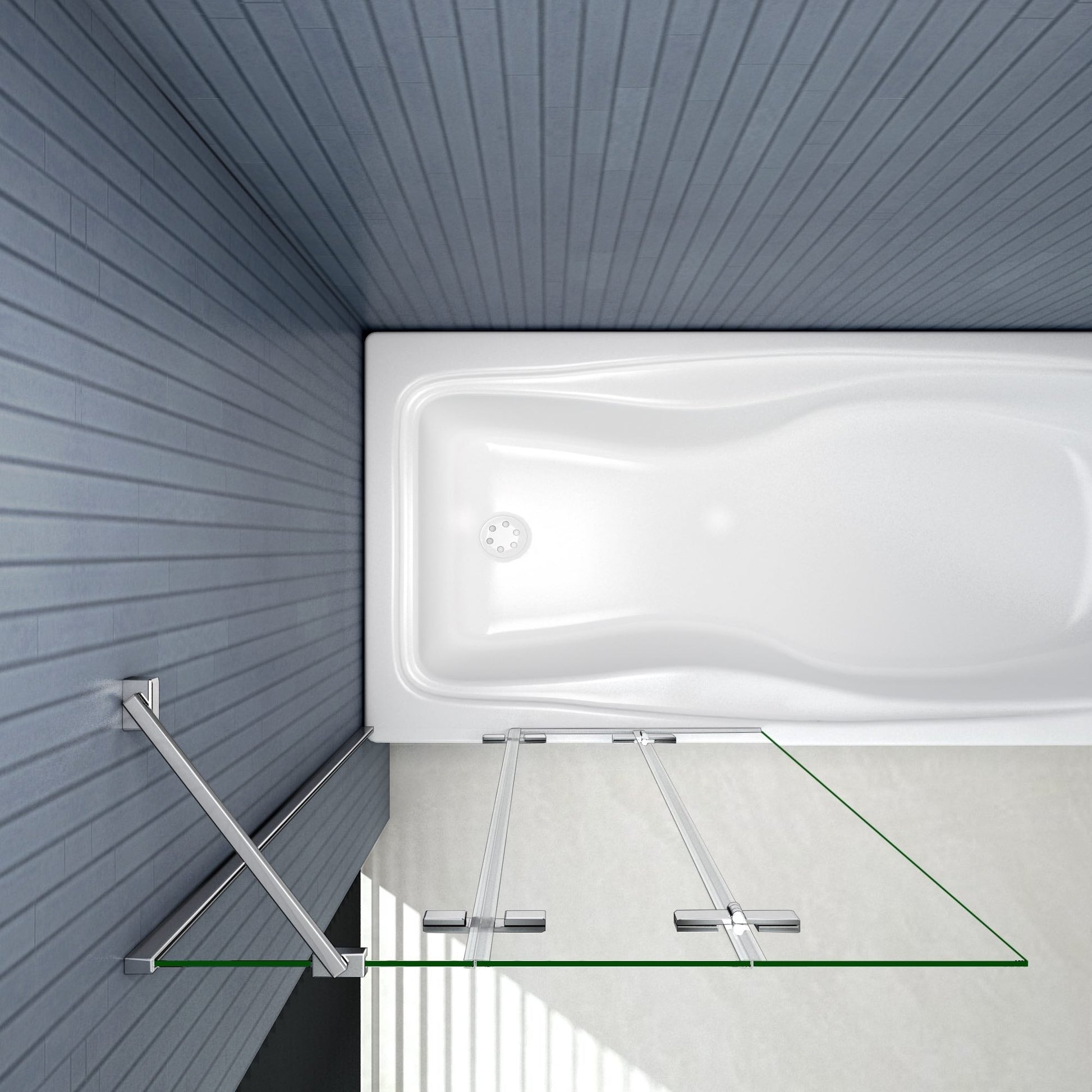 AICA Vanová zástěna skládací H3-10 - 3-dílná nano čirá skleněná zástěna 100x140 cm, chrom, 6mm bezpečnostní sklo EasyClean ESG, univerzální montáž (levá/pravá), sklopná konstrukce