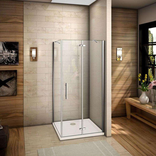 Čtvercový sprchový kout s otočnými dveřmi z 6mm bezpečnostního NANO skla EasyClean - nastavitelný rozměr 76-100cm, výška 195cm, chromový profil, boční stěna, vzpěry, moderní design do koupelny