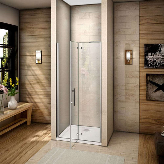 Jednokřídlé sprchové dveře do niky HK-2E | 6mm NANO bezpečnostní sklo EasyClean | Rozměry 70-120 cm × 195 cm | Univerzální montáž L/P | Chromový hliníkový profil | Vzpěra a madlo ze slitiny zinku | Vestavěné dveře do sprchového koutu