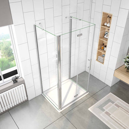 AICA Sprchový kout U tvar se zalamovacími dveřmi - 6mm bezpečnostní NANO sklo EasyClean, chromový profil. 2 boční panely (80/90 cm), výška 195 cm. Kvalitní sprchová kabina s magnetickým těsněním a odolným hliníkovým rámem. Perfektní řešení pro moderní koupelny