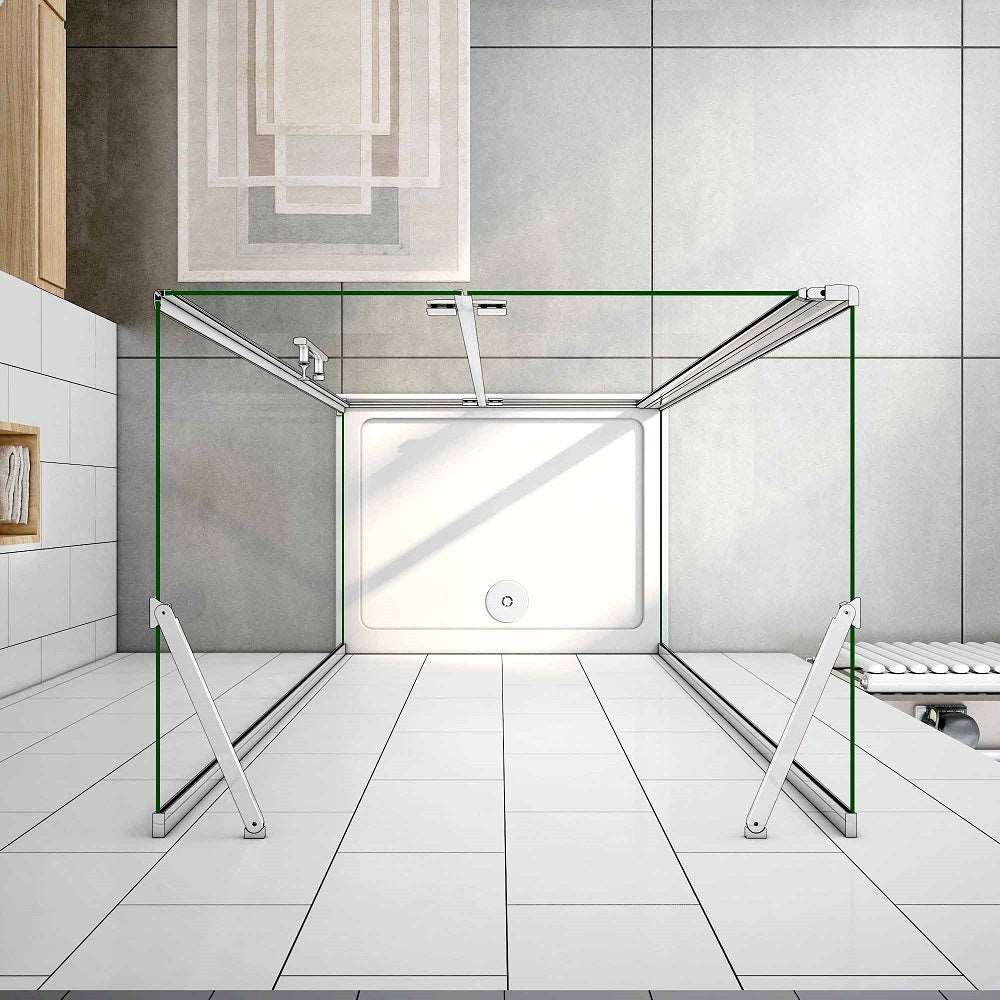 AICA Sprchový kout U tvar se zalamovacími dveřmi - 6mm bezpečnostní NANO sklo EasyClean, chromový profil. 2 boční panely (80/90 cm), výška 195 cm. Kvalitní sprchová kabina s magnetickým těsněním a odolným hliníkovým rámem. Perfektní řešení pro moderní koupelny