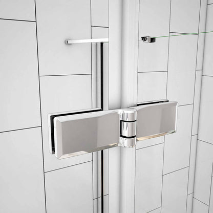 AICA Sprchový kout U tvar se zalamovacími dveřmi - 6mm bezpečnostní NANO sklo EasyClean, chromový profil. 2 boční panely (80/90 cm), výška 195 cm. Kvalitní sprchová kabina s magnetickým těsněním a odolným hliníkovým rámem. Perfektní řešení pro moderní koupelny