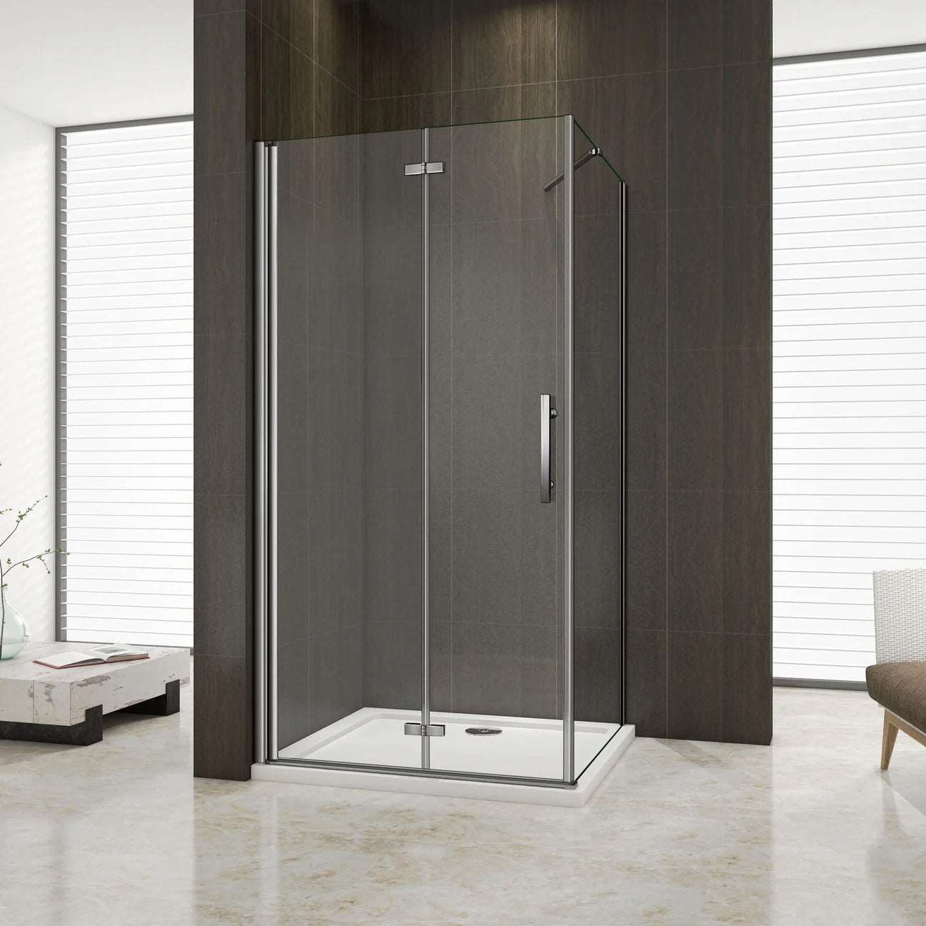 AICA Sprchový kout obdélníkový HPK-2E-WAP-R – zalamovací dveře, 6mm NANO sklo, chrom, výška 185cm (nastavitelný 70-120cm)