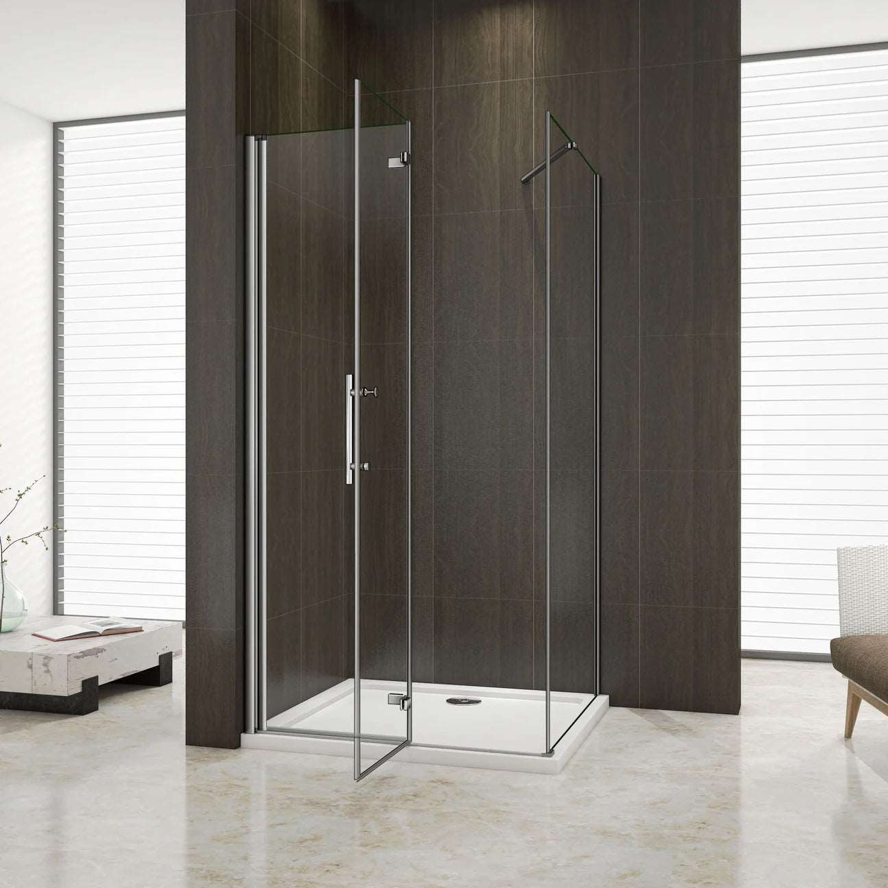 AICA Sprchový kout obdélníkový HPK-2E-WAP-R – zalamovací dveře, 6mm NANO sklo, chrom, výška 185cm (nastavitelný 70-120cm)