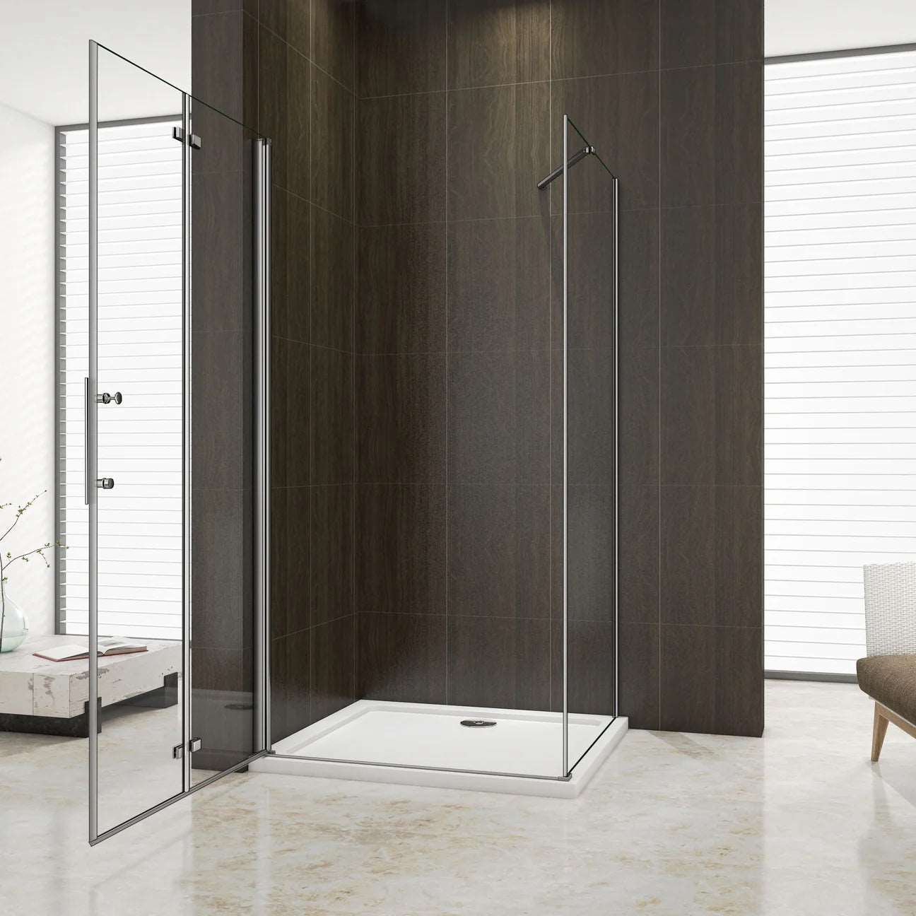 AICA Sprchový kout obdélníkový HPK-2E-WAP-R – zalamovací dveře, 6mm NANO sklo, chrom, výška 185cm (nastavitelný 70-120cm)