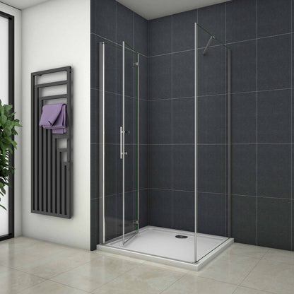 Sprchový kout s posuvnými dveřmi 70-100cm, boční stěna, 6mm NANO sklo, chrom, zalamovací dveře, bezpečnostní sklo, moderní design, leštěný hliník, nerez madlo, snadná údržba, sprchový box, koupelnový doplněk.