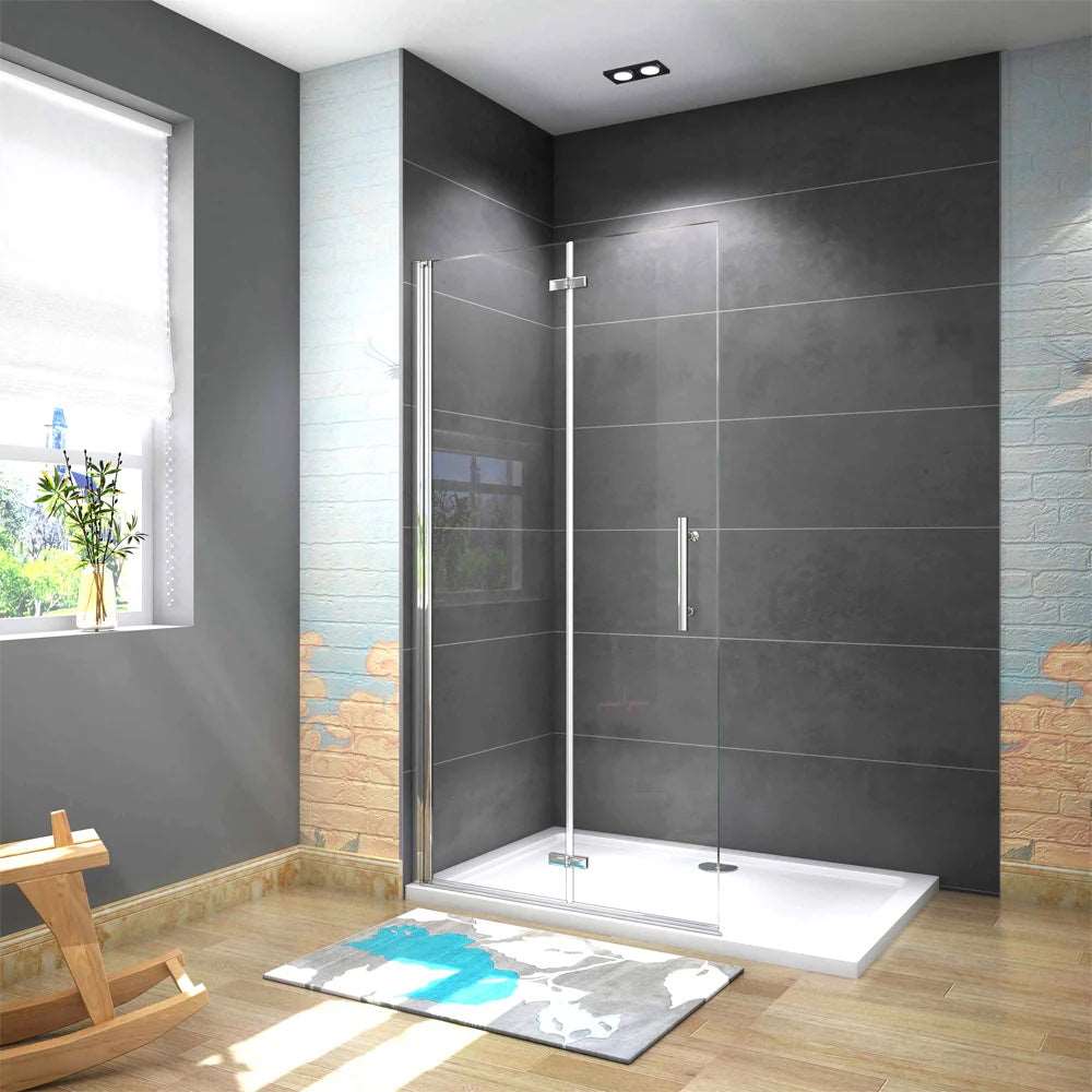 AICA Sprchový kout WALK IN HPK2E95 - moderní bezrámový sprchový box walk-in se sklápacími dveřmi z 6mm NANO skla. Chromový sprchový kout walk-in s nastavitelnou šířkou 66-116cm a výškou 195cm. Bezpečnostní skleněné dveře do sprchy s hliníkovým profilem a ergonomickým madlem. Walk-in sprchový prostor s lehkým čištěním pro moderní koupelny.