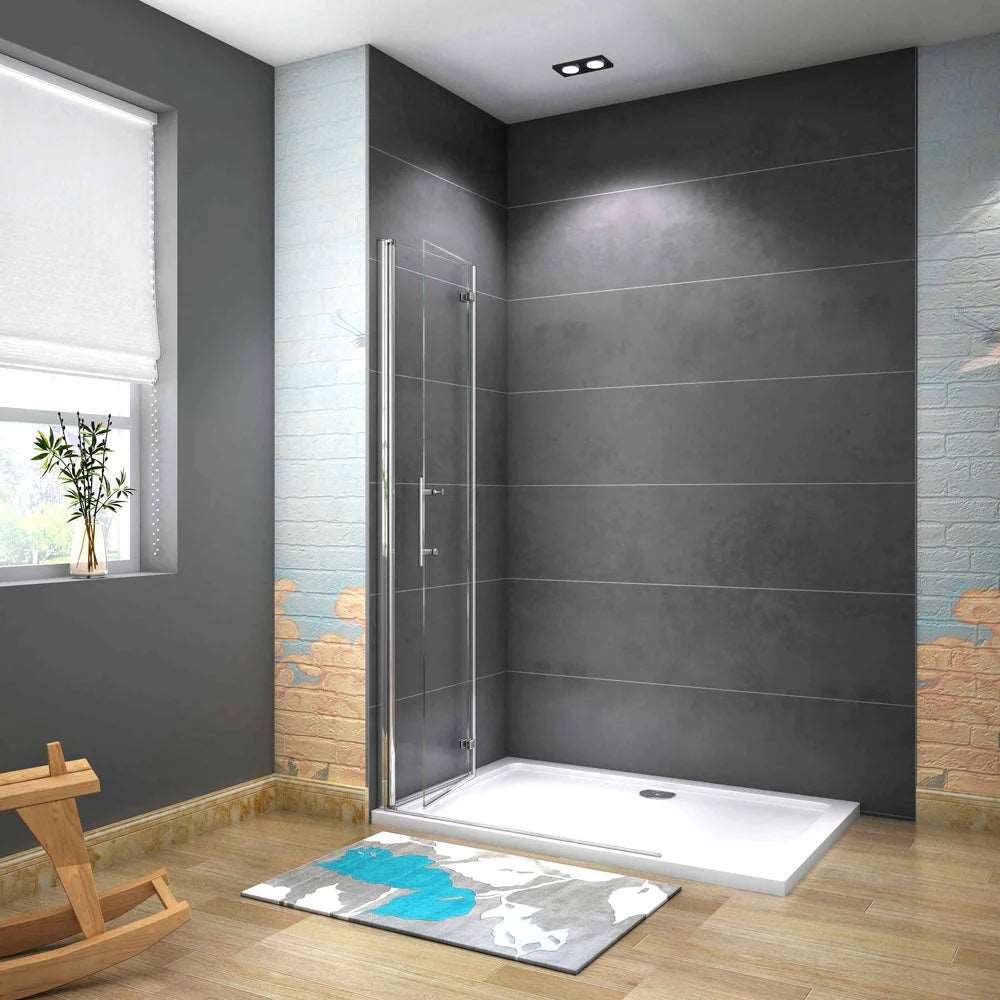 AICA Sprchový kout WALK IN HPK2E95 - moderní bezrámový sprchový box walk-in se sklápacími dveřmi z 6mm NANO skla. Chromový sprchový kout walk-in s nastavitelnou šířkou 66-116cm a výškou 195cm. Bezpečnostní skleněné dveře do sprchy s hliníkovým profilem a ergonomickým madlem. Walk-in sprchový prostor s lehkým čištěním pro moderní koupelny.