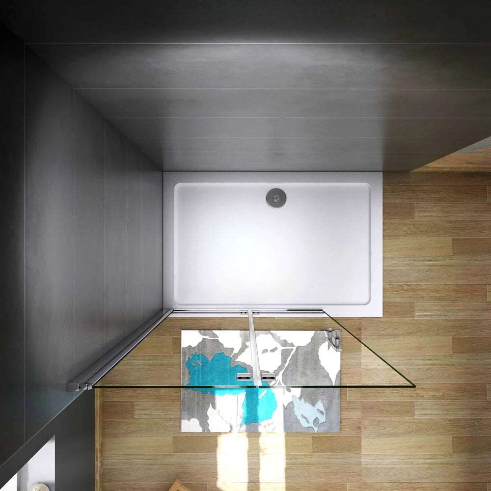 AICA Sprchový kout WALK IN HPK2E95 - moderní bezrámový sprchový box walk-in se sklápacími dveřmi z 6mm NANO skla. Chromový sprchový kout walk-in s nastavitelnou šířkou 66-116cm a výškou 195cm. Bezpečnostní skleněné dveře do sprchy s hliníkovým profilem a ergonomickým madlem. Walk-in sprchový prostor s lehkým čištěním pro moderní koupelny.