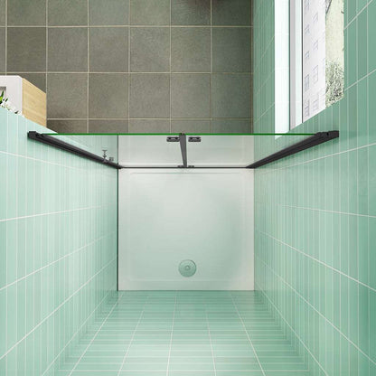 Zalamovací sprchové dveře s neprůhledným privacy pásem – 6mm bezpečnostní NANO sklo EasyClean, nastavitelná šířka 70–120 cm, výška 195 cm. Černý hliníkový profil, nerezové madlo a univerzální montáž (L/P) do sprchové niky. Moderní design s matným dekorem pro maximální soukromí.