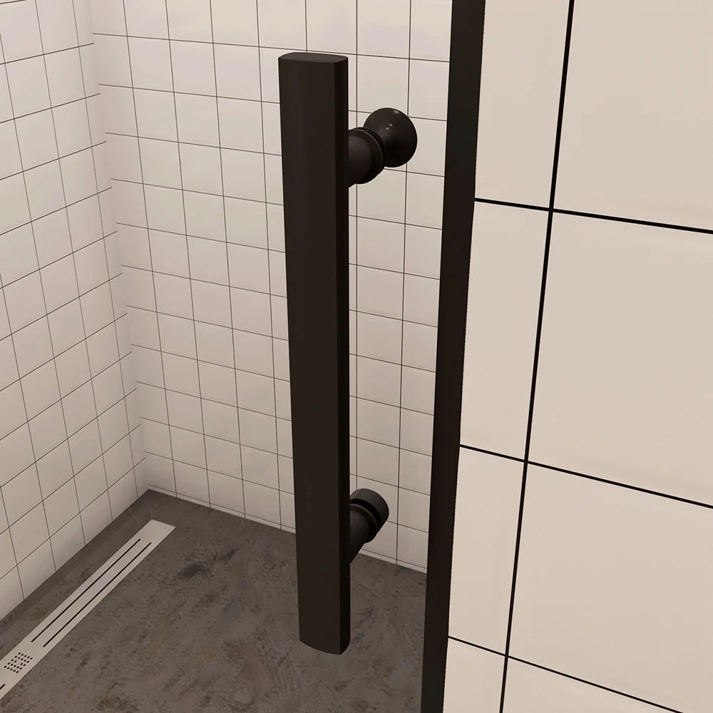 Moderní černé sprchové zalamovací dveře s 6mm nano sklem EasyClean - designový sprchový kout do niky, rozměry 70-120cm, výška 195cm, bezpečnostní ESG sklo, univerzální levopravá montáž, anticalc a snadná údržba, hliníkový profil odolný proti korozi