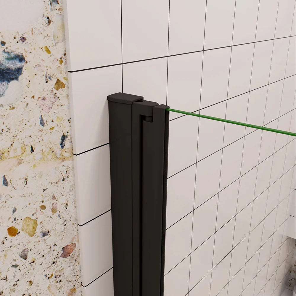 Moderní černé sprchové zalamovací dveře s 6mm nano sklem EasyClean - designový sprchový kout do niky, rozměry 70-120cm, výška 195cm, bezpečnostní ESG sklo, univerzální levopravá montáž, anticalc a snadná údržba, hliníkový profil odolný proti korozi