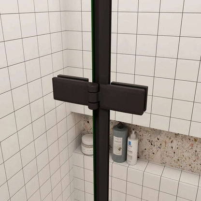 Moderní černé sprchové zalamovací dveře s 6mm nano sklem EasyClean - designový sprchový kout do niky, rozměry 70-120cm, výška 195cm, bezpečnostní ESG sklo, univerzální levopravá montáž, anticalc a snadná údržba, hliníkový profil odolný proti korozi