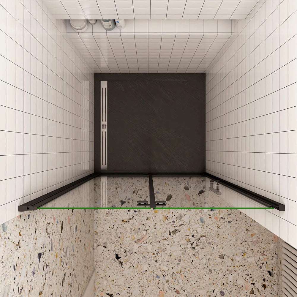 Moderní černé sprchové zalamovací dveře s 6mm nano sklem EasyClean - designový sprchový kout do niky, rozměry 70-120cm, výška 195cm, bezpečnostní ESG sklo, univerzální levopravá montáž, anticalc a snadná údržba, hliníkový profil odolný proti korozi