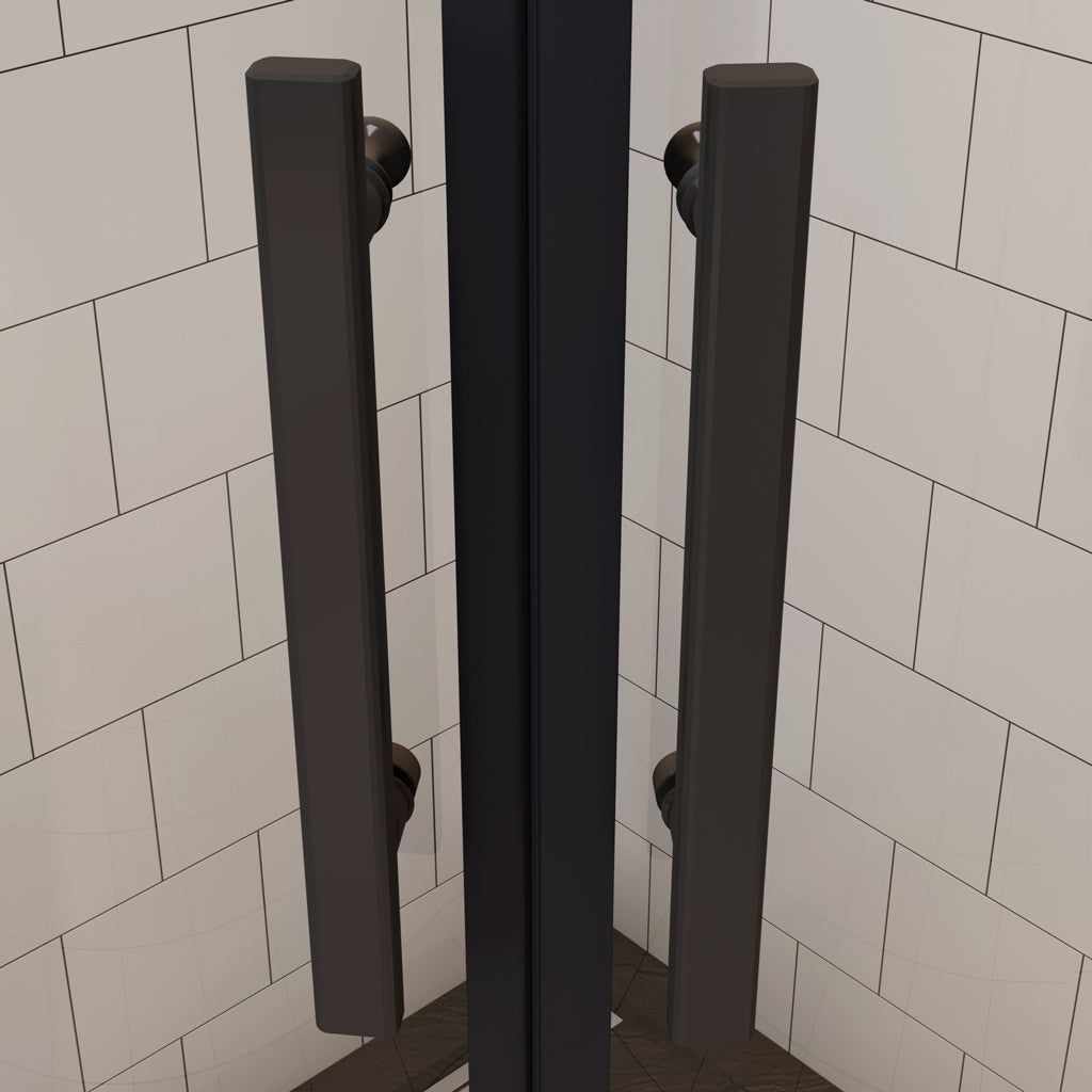 Čtvrtkruhový sprchový kout černé nano 6mm, moderní sprchová kabína s nano povrchem, černé sprchové dveře, hliníkový profil, nerez madlo, bezpečnostní sklo, rohový sprchový kout 80x80cm 90x90cm, luxusní sprchový box, odolný proti vodnímu kameni, snadná údržba, designová sprchová stěna