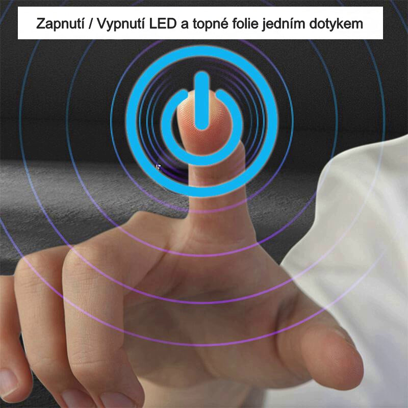 Vyhřívané LED zrcadlo do koupelny AICA J1704 – kulaté protimlživé zrcadlo 70 cm s topnou fólií, studeným bílým LED osvětlením (6000K) a hliníkovým rámem. Moderní koupelnové zrcadlo s IP67 ochranou proti vodě a páře.