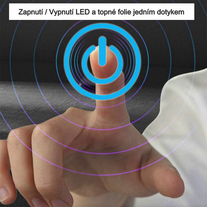 Vyhřívané LED zrcadlo do koupelny AICA J1704 – kulaté protimlživé zrcadlo 70 cm s topnou fólií, studeným bílým LED osvětlením (6000K) a hliníkovým rámem. Moderní koupelnové zrcadlo s IP67 ochranou proti vodě a páře.