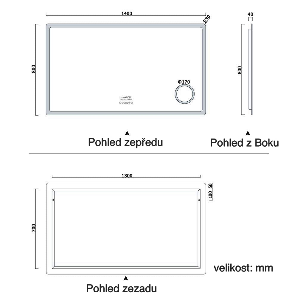 Vyhřívané LED zrcadlo do koupelny AICA s Bluetooth a proti zamlžování - moderní koupelnové zrcadlo s topnou fólií, dotykovým ovládáním a 2 barvami LED osvětlení (teplá bílá 2700K/studená bílá 6500K). Designové protizamlžovací zrcadlo s digitálními hodinami, 3x zvětšeným kosmetickým zrcátkem a hliníkovým rámem. Rozměry 80-160 cm pro všechny koupelny.