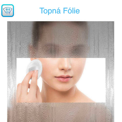 Vyhřívané LED zrcadlo do koupelny AICA s Bluetooth a proti zamlžování - moderní koupelnové zrcadlo s topnou fólií, dotykovým ovládáním a 2 barvami LED osvětlení (teplá bílá 2700K/studená bílá 6500K). Designové protizamlžovací zrcadlo s digitálními hodinami, 3x zvětšeným kosmetickým zrcátkem a hliníkovým rámem. Rozměry 80-160 cm pro všechny koupelny.