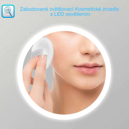 AICA multifunkční koupelnové zrcadlo JHD150XTM s vyhříváním - dotykové LED zrcadlo 80-160 cm s hodinami, 3x zvětšením a anti-fog funkcí - moderní nástěnné zrcadlo do koupelny s nastavitelným osvětlením (teplá/studená bílá)