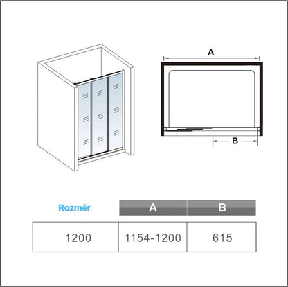 Posuvné sprchové dveře 120x195 cm, 6mm bezpečnostní NANO sklo EasyClean, leštěný hliníkový profil v chromu – moderní design, snadná údržba, univerzální montáž (levá/pravá), korozivzdorné, těsnění proti úniku vody, vhodné do malých i velkých koupelen.