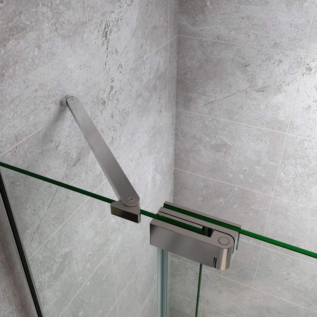 AICA Sprchový kout WALK IN – otočné skleněné dveře, chromový profil, 8mm NANO čiré sklo (nastavení 76-96cm). Bezrámový design, moderní walk-in sprchový kout s madlem a lehkou údržbou.