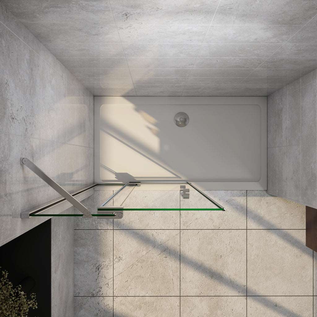 AICA Sprchový kout WALK IN – otočné skleněné dveře, chromový profil, 8mm NANO čiré sklo (nastavení 76-96cm). Bezrámový design, moderní walk-in sprchový kout s madlem a lehkou údržbou.